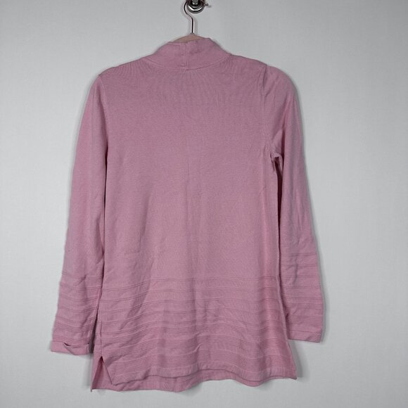 2/$30 Isaac Mizrahi LIVE Drawstring Funnel Neck Sweatshirt Pink XXS #A1600 - Picture 4 of 7